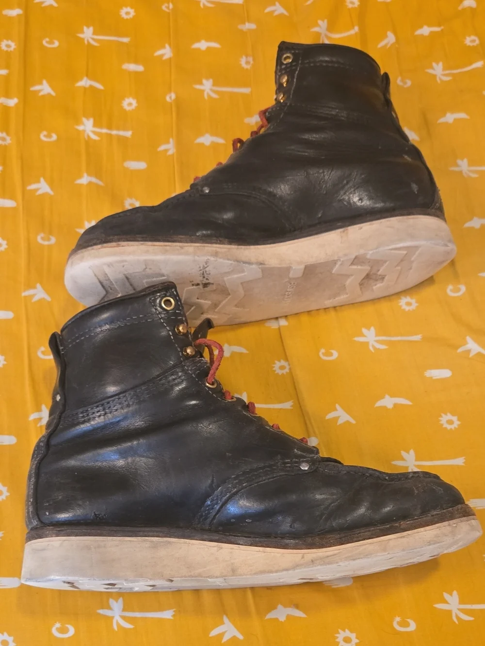 RRL Black Moc Toe Leather Boots